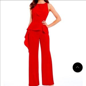 Antonio Melani V-Neck  Ruffle Trim Jumpsuit